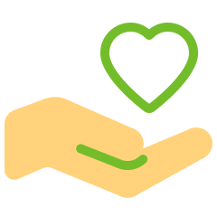 Hand holding heart icon