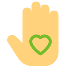 Hand and heart icon