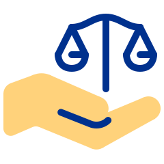 Hand holding scales icon